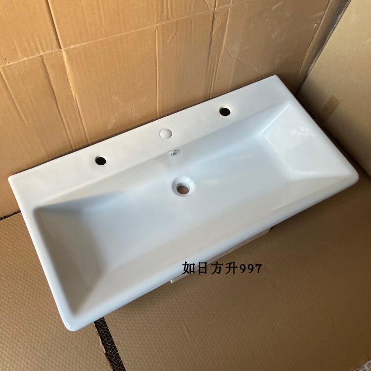 超大台上盆双孔面盆洗脸盆陶瓷盆洗手盆一米半嵌入式特大盆水池98