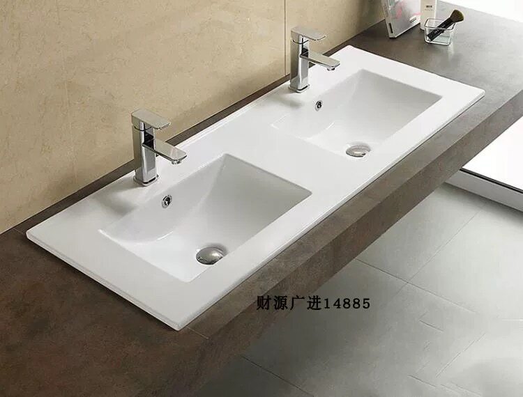 超大薄中边盆双盆陶瓷半嵌入式