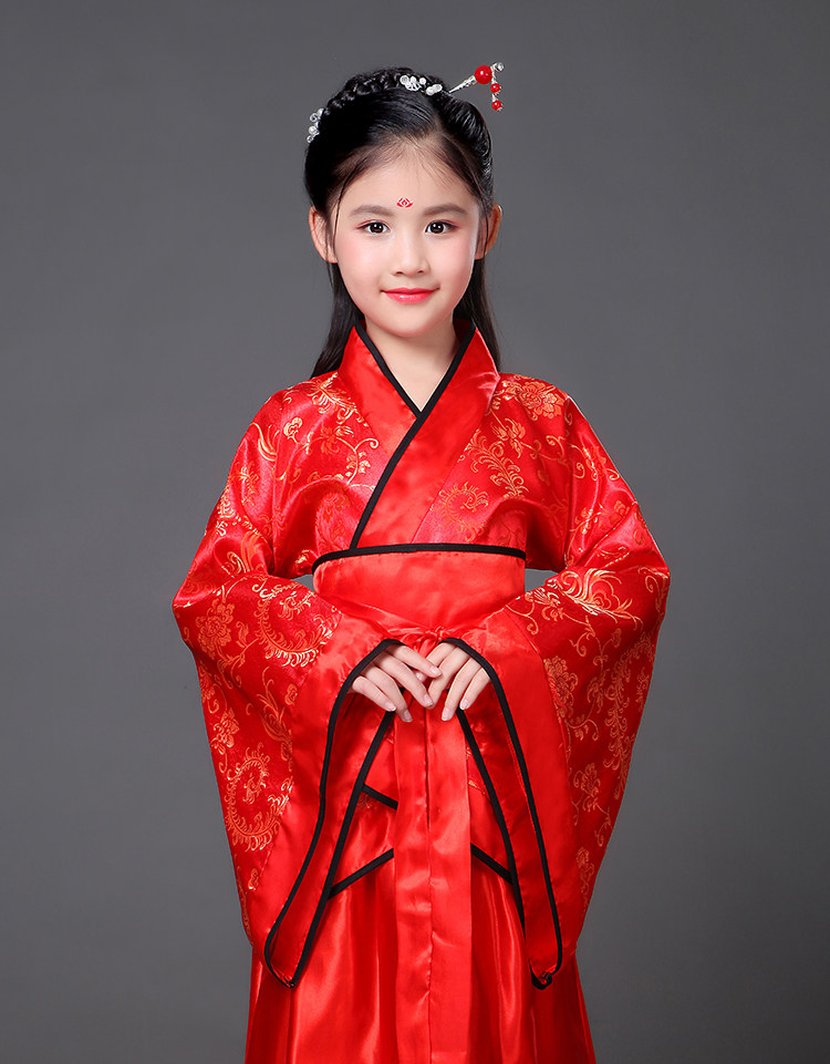 儿童古装小七仙女公主裙古筝表演服古代唐装汉服贵妃服小女孩古装