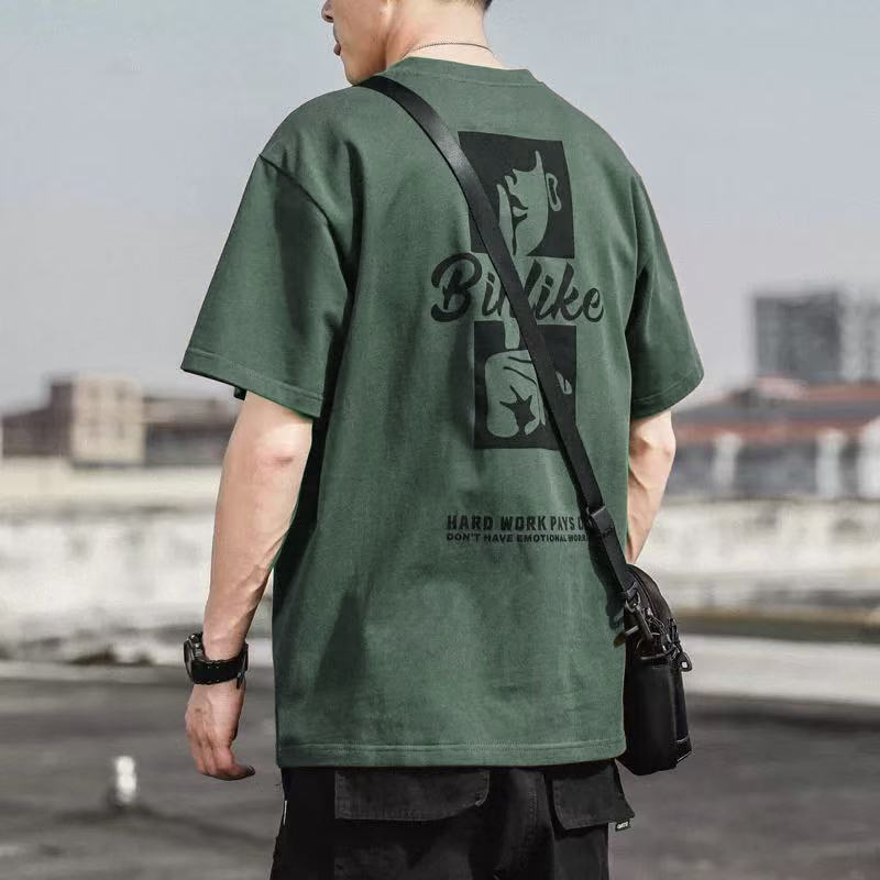 U024纯棉短袖T恤男生ins潮牌上衣服夏季潮流宽松情侣半袖印花体恤