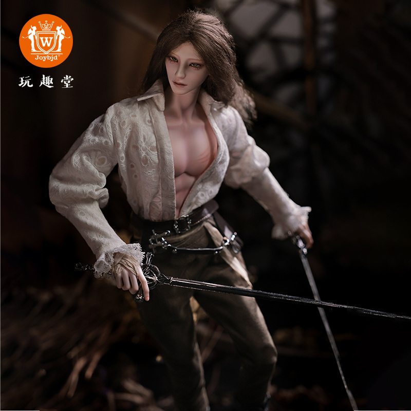 4分BJD娃娃西幻风格复古绣花衬衫