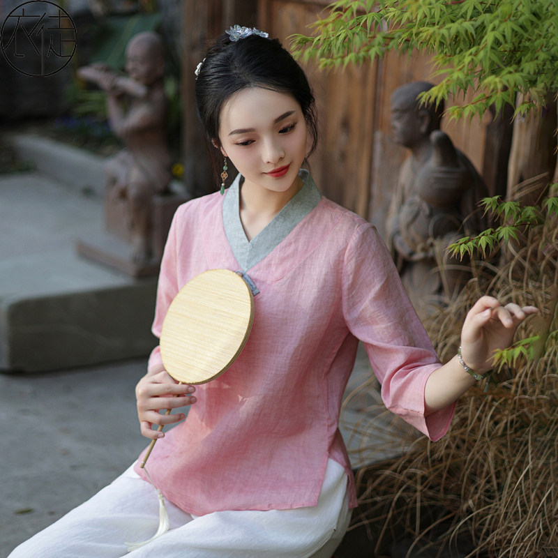 汉服苎麻高端茶服女禅意日常可穿图片