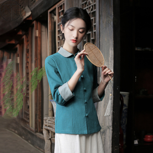 唐装女款外套佛系禅意女装新中式盘扣上衣民国风汉服女茶服春秋款