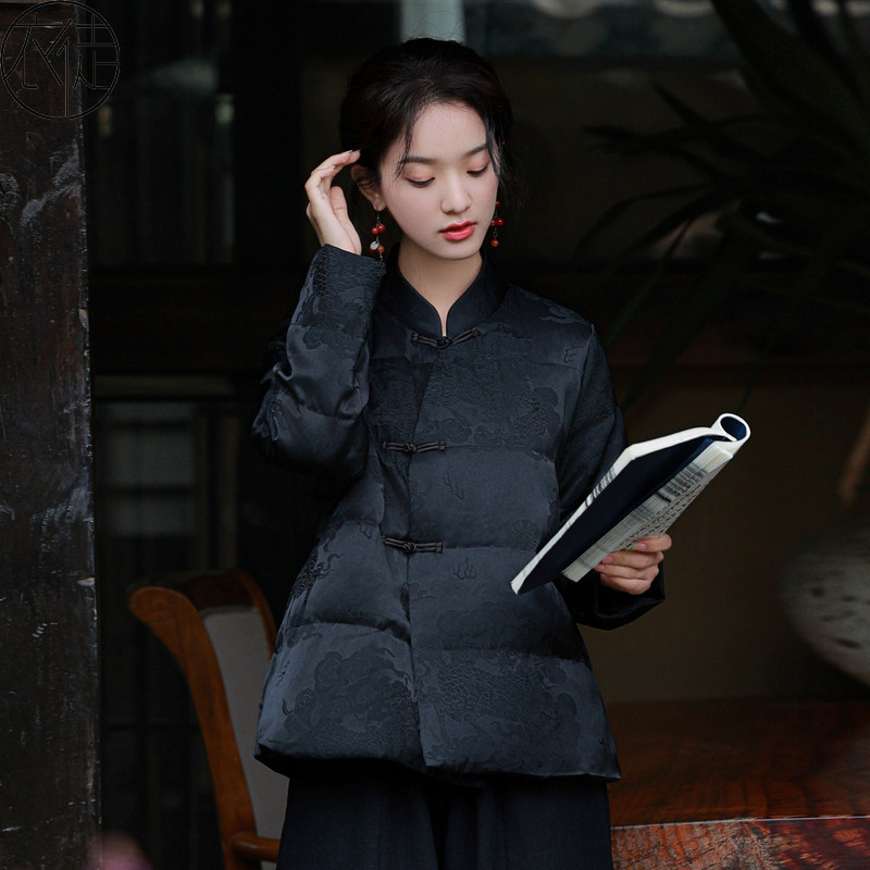 羽绒服唐装中国风加厚上衣茶服