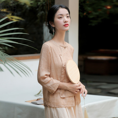 高端苎麻茶服禅服上衣