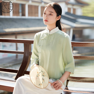 改良唐装中国风盘扣仙茶服