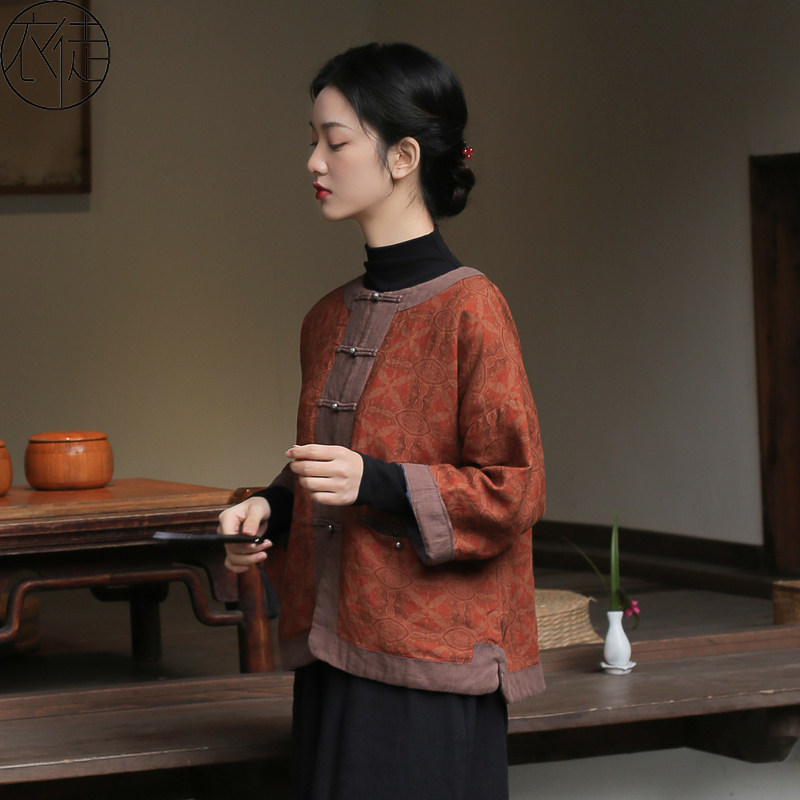新中式唐装女装中国风禅意茶服棉服复古上衣冬装禅服秋冬汉服棉袄