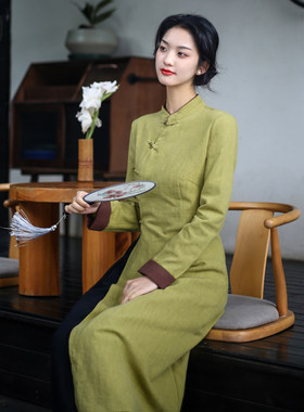 显瘦旗袍上衣棉麻禅服居士服