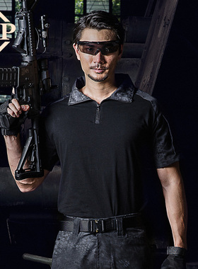 NIP军迷男黑色蟒纹迷彩服蛙服短袖 2019夏真人CS战术作训服