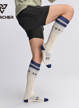CHERCHER滑雪袜男女儿童保暖含羊毛长筒高筒毛巾底专业运动袜子