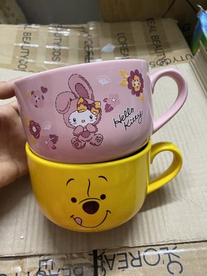 日单HelloKitty凯蒂猫陶瓷杯维尼熊噗噗泡面碗牛奶杯麦片杯子