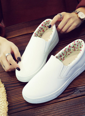 2026春夏季皮面一脚蹬小白鞋女乐福鞋韩版女平底休闲板鞋护士孕妇