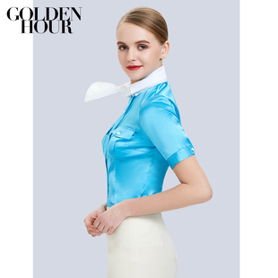 空姐职业装女空乘制服面试衬衫前台收银美容院衬衣工作服套装