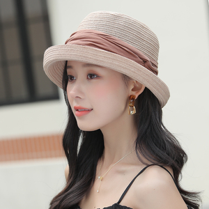 礼帽子女款2026新款夏季渔夫帽法式赫本风太阳帽女时尚百搭防晒帽