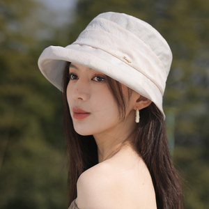 防晒帽子女款夏季渔夫帽防紫外线遮阳帽2026新款出游百搭太阳帽女
