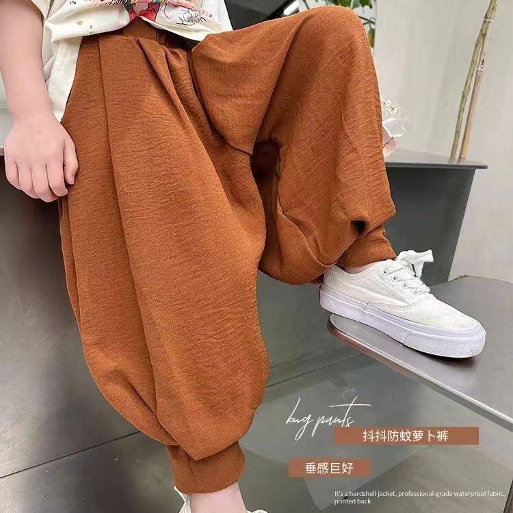女童防蚊裤夏季2026新款洋气时髦女孩束脚裤儿童冰丝薄款灯笼裤潮