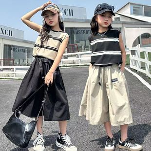 2026新款女童夏季阔腿裤套装洋气儿童韩版夏装女孩中大童两件套潮