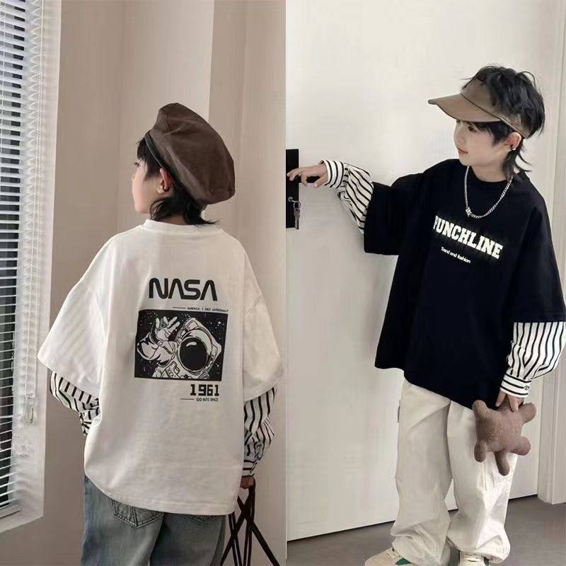 男童春装卫衣2026新款童装儿童打底衫中大童假两件长袖春秋装上衣