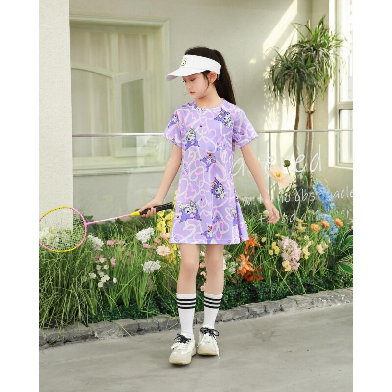 夏季女童运动服2026新款夏装户外运动裙子中大童时尚洋气薄款球服