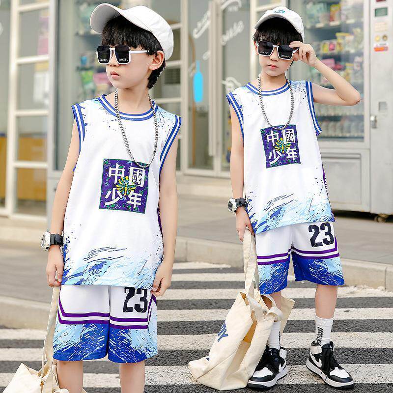 儿童篮球服套装男童23号球衣短袖女夏季幼儿园比赛速干运动训练服