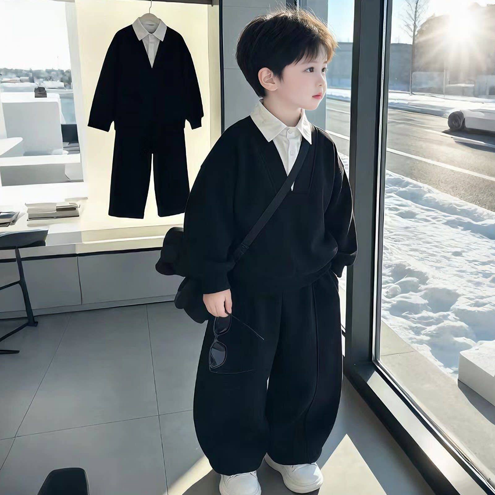 2026春秋新款男童儿童运动套装帅气韩版男孩洋气时髦卫衣两件套潮