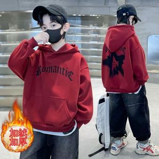 男童中大童连帽卫衣休闲百搭秋冬宽松新款男孩帅气儿童打底衫上衣