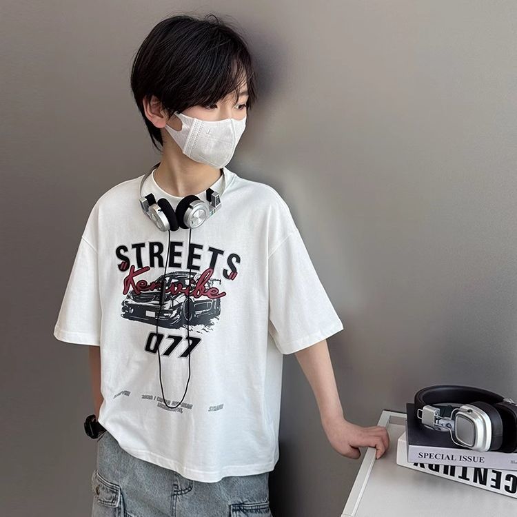 男童短袖T恤2025新款中大童纯棉