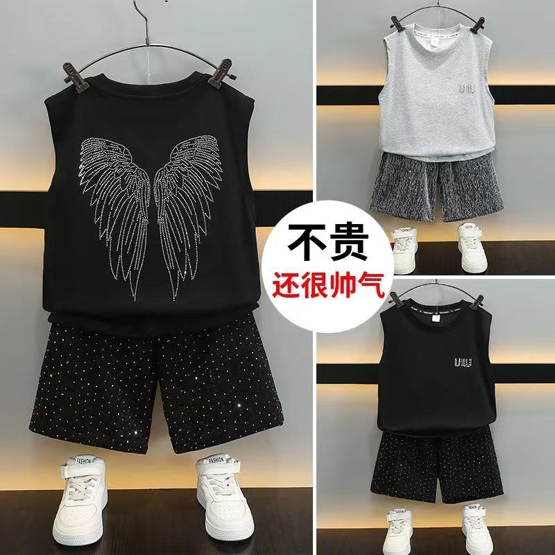 男童夏装运动套装2025新款痞帅气背心宝宝夏季酷帅男孩无袖两件套