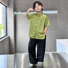 男童夏季汉服套装2025新款中式唐装短袖长裤古风儿童薄款国风衣服