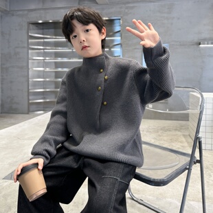 男童毛衣2025新款中大童半高领针织衫儿童秋冬装洋气加厚打底衣服