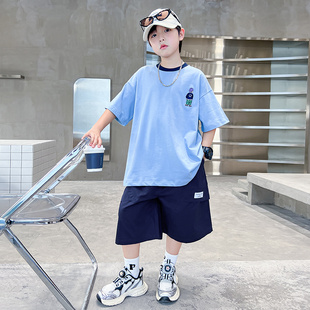 套装 男孩短袖 2025新款 薄款 儿童时髦夏天帅气潮 中大童夏装 男童夏季