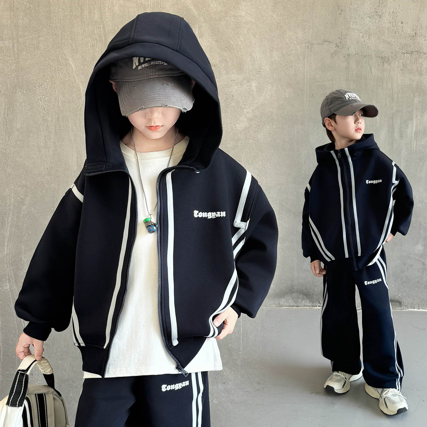 男童套装秋款2025新款中大童秋季帅气运动服儿童时髦卫衣两件套潮