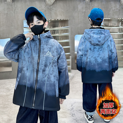 儿童装男童外套秋装2025新款男孩双面穿冲锋衣中大童秋款帅气风衣