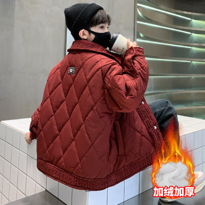 儿童装男童外套秋冬季2025新款洋气中大童冬款加绒加厚保暖棉衣潮