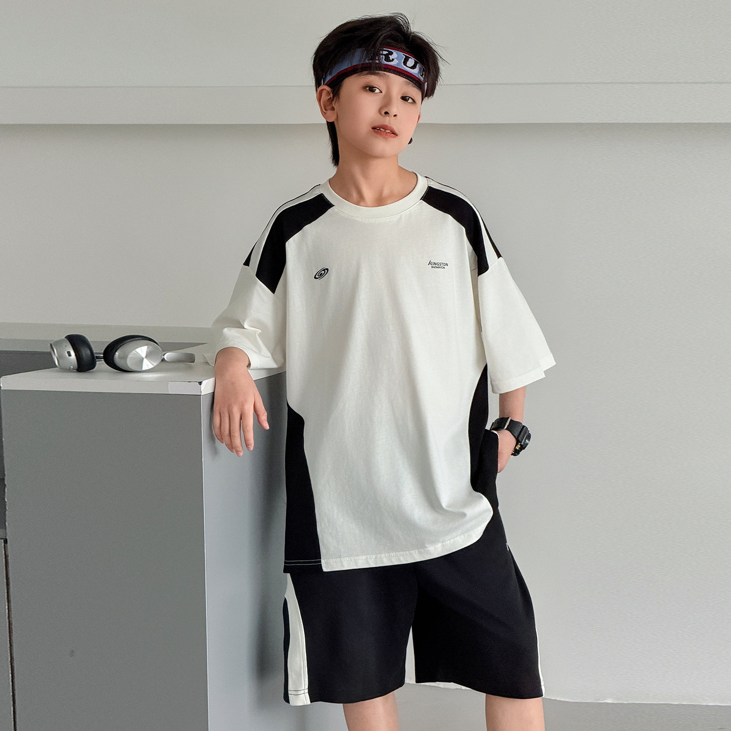 男童夏装套装2026新款中大童夏季男孩短袖短裤薄款透气运动两件套