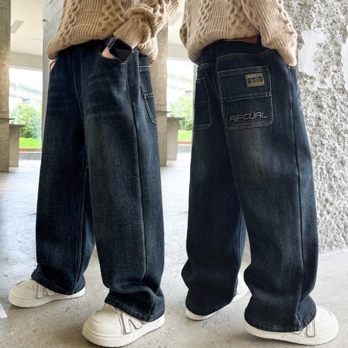 百威羊长裤牛仔细线直筒牛仔裤