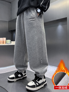 男童裤子春秋款2025新款中大男孩运动裤加绒加厚胖孩卫裤秋冬装