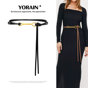 腰链配饰连衣裙流苏腰带女真皮皮带配裙子牛皮打结腰绳裙带新款 秋