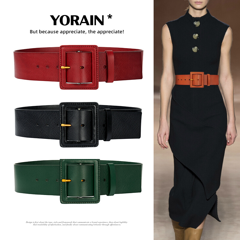 头层牛皮宽腰带女士装饰真皮腰封