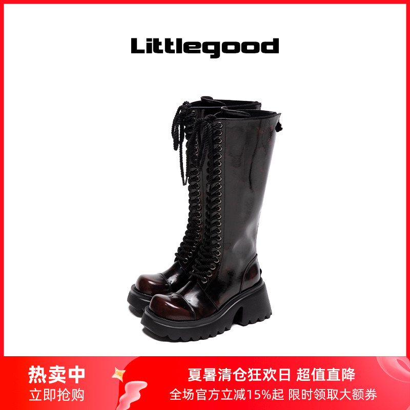 【冬季新品】littlegood复古擦色马丁靴女新款厚底百搭长筒靴