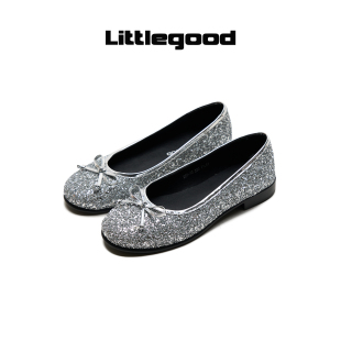 【新品推荐】littlegood亮晶晶芭蕾鞋女2026夏季新款蝴蝶结浅口鞋