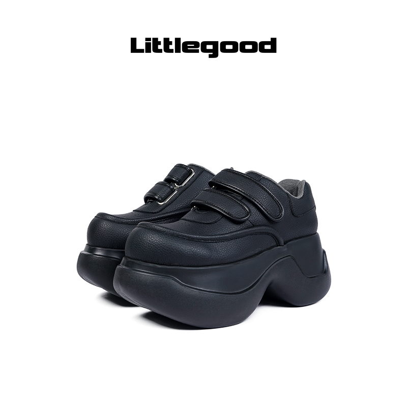 【团购款】littlegood复古厚底小皮鞋女2023新款魔术贴休闲鞋子