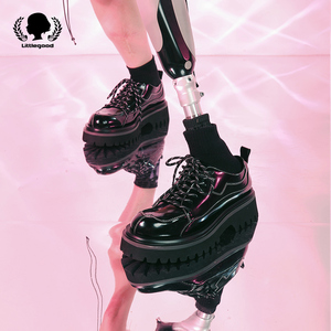 littlegood英伦小单鞋女2023春季新品小众厚底学院风百搭小皮鞋