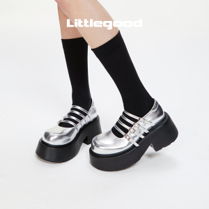 littlegood少女厚底玛丽珍鞋女2024百搭学院风浅口小皮鞋百搭