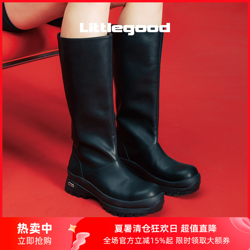 【新品】littlegood英伦风马丁靴女新款厚底烟筒靴百搭机车靴
