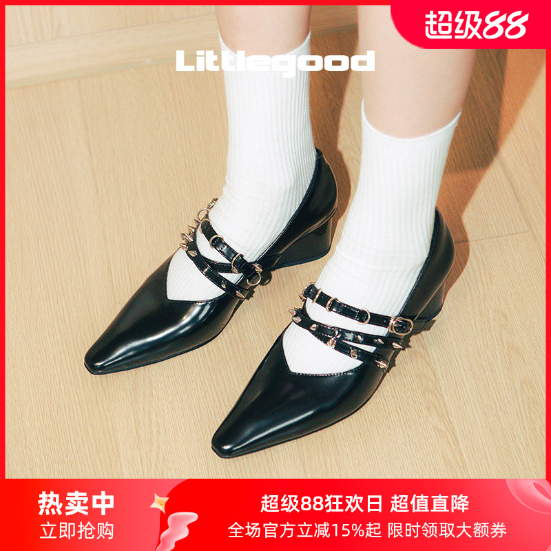 littlegood法式尖头玛丽珍鞋