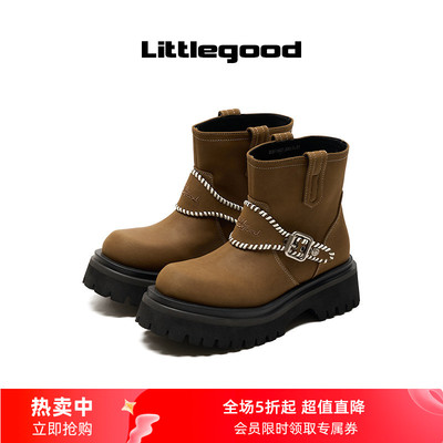 【新品折扣】littlegood英伦风马丁靴女2025冬季新款百搭加绒短靴