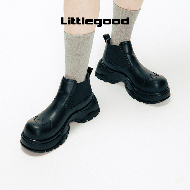 【新品】littlegood英伦风切尔西靴女2023新款厚底增高百搭短筒靴