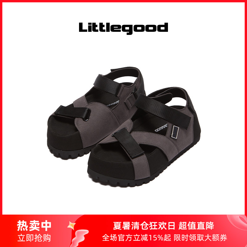 【新品】littlegood复古沙滩鞋女新款百搭厚底运动凉鞋学院风