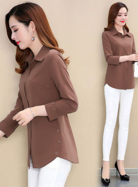 2025春季新款减龄洋气中年妈妈装长袖衬衣女上衣大码打底衫衬衫女